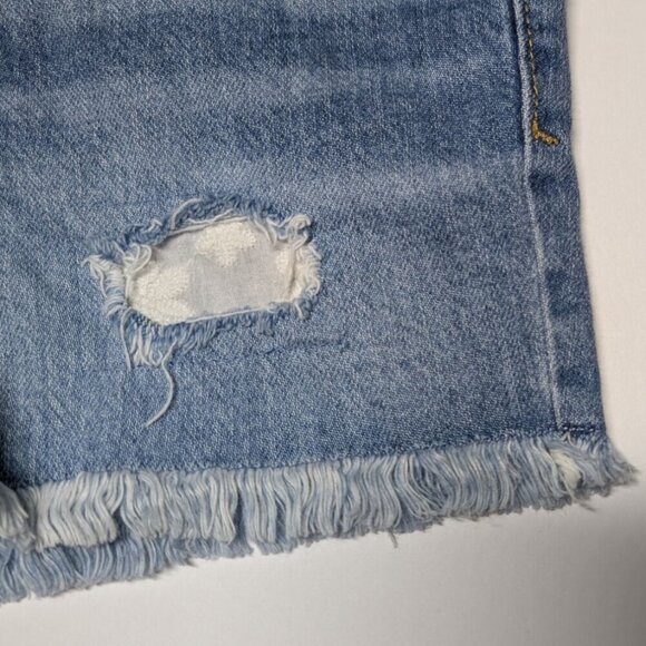 Cat & Jack Floral Lace Denim Shorts Girls Size 8 Distressed Frayed Adjustable - Picture 6 of 8